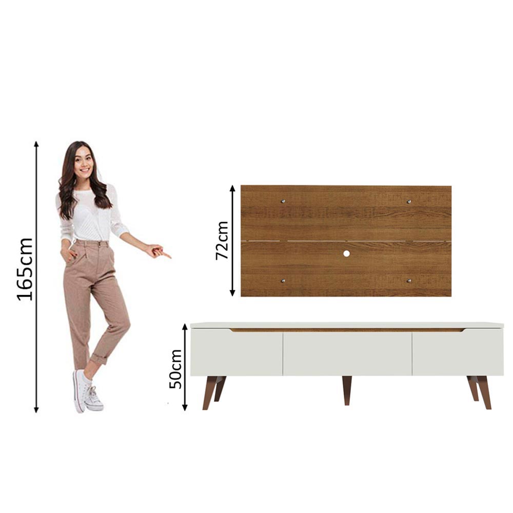 Rack Madesa Reims e Painel para TV até 55 Polegadas 2 Portas e 1 Gaveta Branco/Rustic