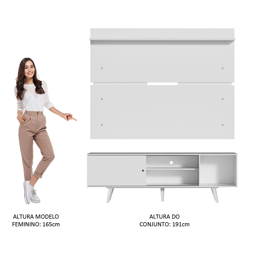 Rack Madesa Dubai e Painel para TV até 65 Polegadas com Pés Branco