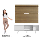 Rack Madesa Dubai e Painel para TV até 65 Polegadas com Pés Branco/Rustic 096E