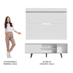 Rack Madesa Dubai e Painel para TV até 65 Polegadas com Pés Branco/Rustic 099B