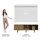 Rack Madesa Dubai e Painel para TV até 65 Polegadas com Pés Rustic/Branco 5Z9B