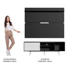 Rack Madesa Dubai e Painel para TV até 65 Polegadas com Pés Preto/Branco 7777