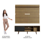 Rack Madesa Dubai e Painel para TV até 65 Polegadas com Pés Rustic/Preto 7K5Z