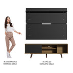Rack Madesa Dubai e Painel para TV até 65 Polegadas com Pés Rustic/Preto 7KD8