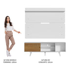 Rack Madesa Dubai e Painel para TV até 65 Polegadas com Pés Branco/Rustic 9B09