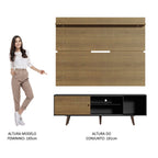 Rack Madesa Dubai e Painel para TV até 65 Polegadas com Pés Preto/Rustic D85Z