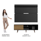 Rack Madesa Dubai e Painel para TV até 65 Polegadas com Pés Preto/Rustic D8D8