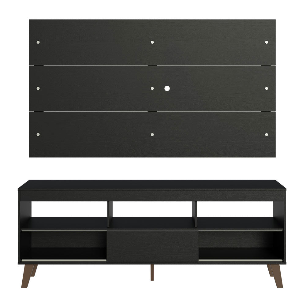 Rack com Painel para TV até 65 Polegadas com Pés Preto Texas Madesa