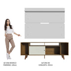 Rack Madesa Cancun com Pés e Painel para TV até 65 Polegadas Rustic/Branco 6E9B