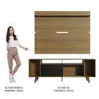 Rack Madesa Cancun com Pés e Painel para TV até 65 Polegadas Rustic/Preto 7K5Z