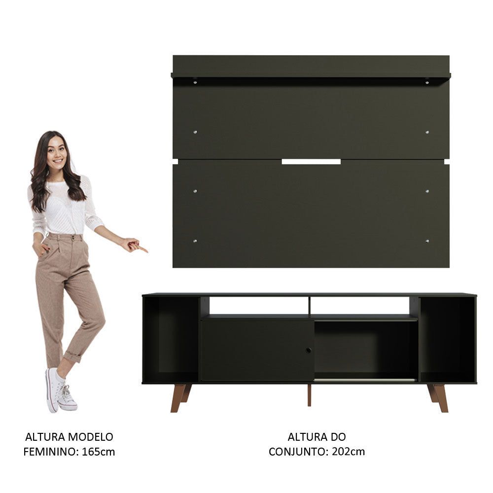 Rack Madesa Cancun com Pés e Painel para TV até 65 Polegadas Preto/Preto 8ND8