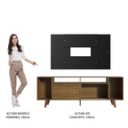 Rack Madesa Cancun com Pés e Painel para TV até 58 Polegadas Rustic/Preto 5ZD8