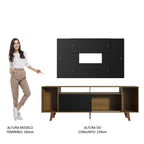 Rack Madesa Cancun com Pés e Painel para TV até 58 Polegadas Preto/Rustic 7KD8