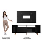 Rack Madesa Cancun com Pés e Painel para TV até 58 Polegadas Preto 8ND8