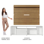 Rack Madesa Cancun e Painel para TV até 65 Polegadas Branco/Rustic 095Z
