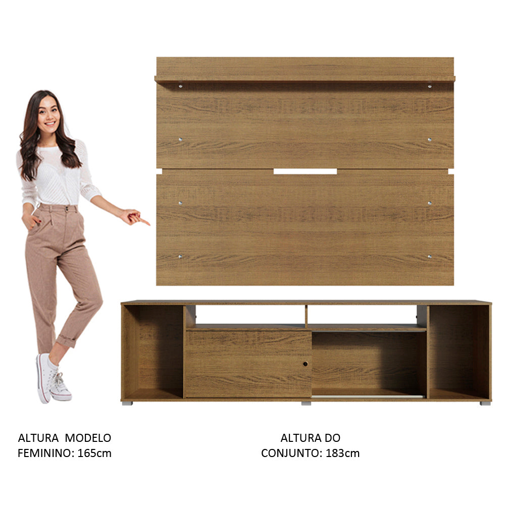 Rack Madesa Cancun e Painel para TV até 65 Polegadas Rustic