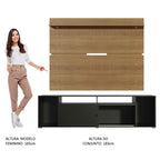 Rack Madesa Cancun e Painel para TV até 65 Polegadas Preto/Rustic 8N5Z