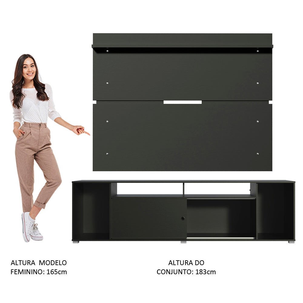 Rack Madesa Cancun e Painel para TV até 65 Polegadas Preto