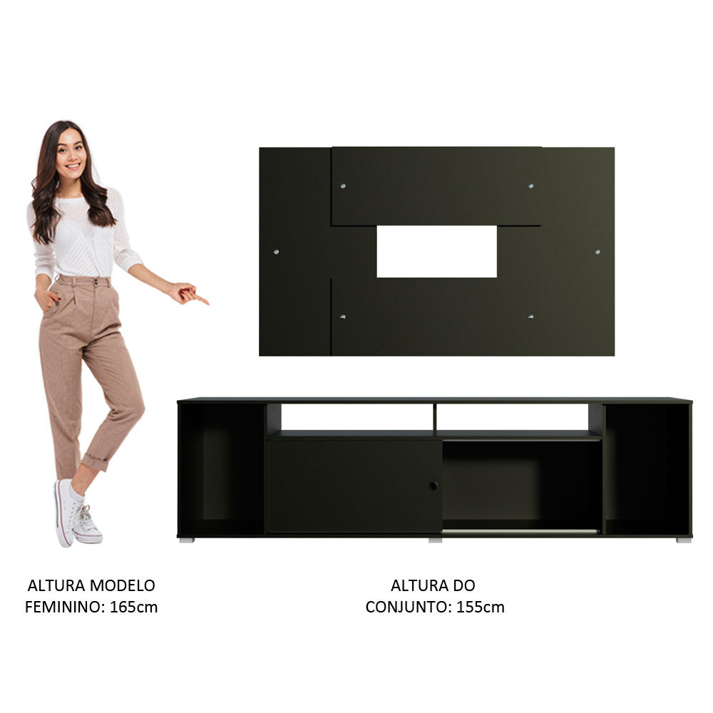 Rack Madesa Cancun e Painel para TV até 58 Polegadas Preto