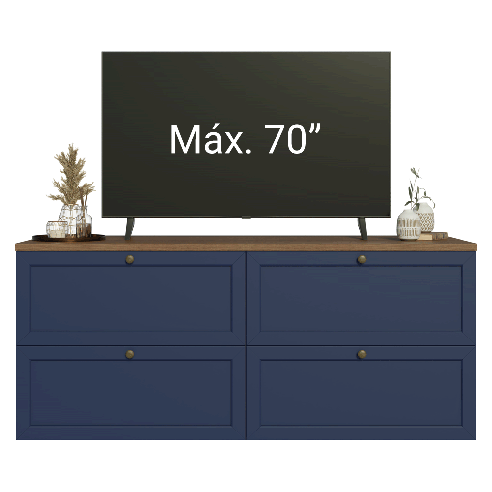 Rack para TV até 70 Polegadas 160cm 4 Gavetas Rustic/Azul Vik Madesa 04