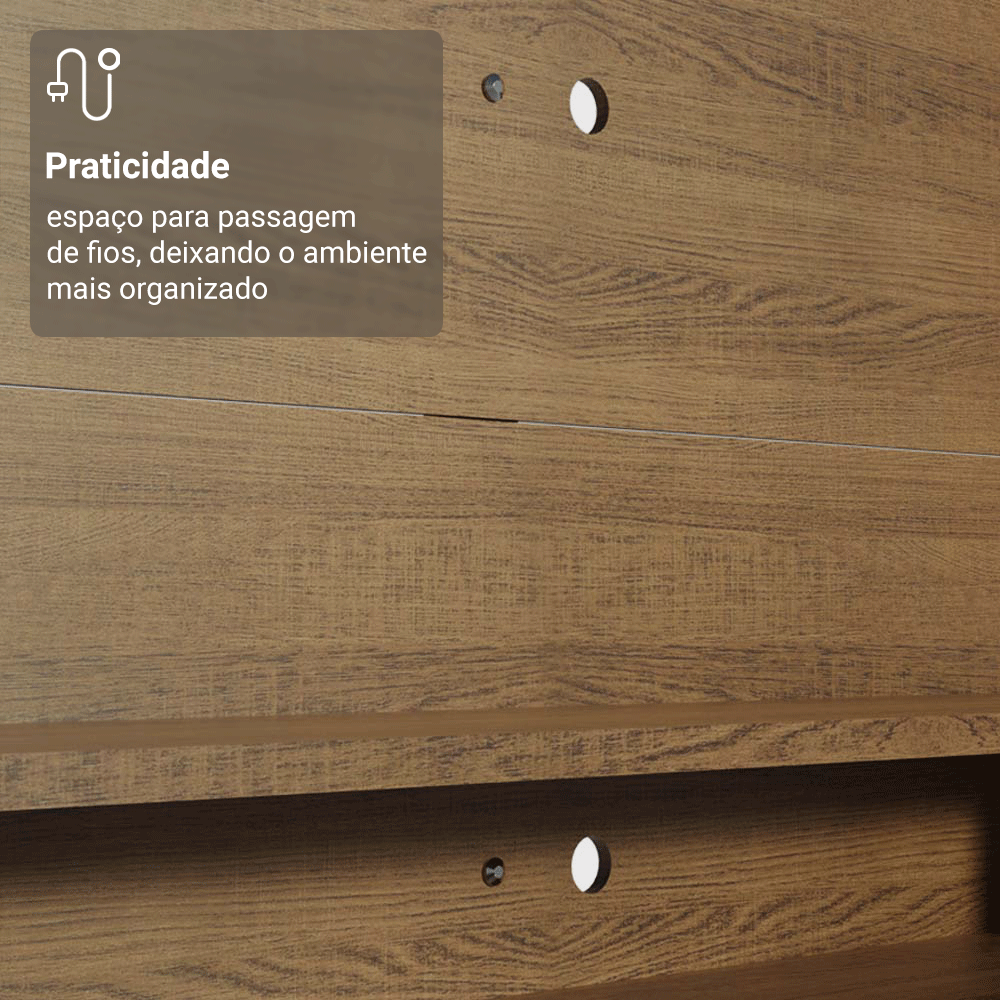 Rack com Painel para TV até 60 Polegadas 180 cm com Pés Rustic Cancun Madesa