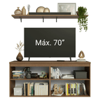 Rack para TV até 70 Polegadas + Prateleiras 160cm Rustic/Cinza Vik Madesa 05