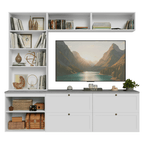 Estante Sala de Estar com Rack + Cristaleira 230cm Branco Vik Madesa 01