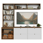 Estante Sala de Estar com Rack + Cristaleira 230cm Rustic/Branco/Rustic Vik Madesa 02