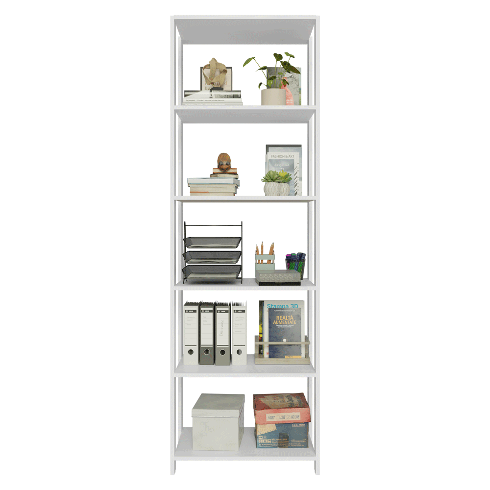 Estante Armário Multiuso para Escritório 59cm 5 Prateleiras Branco Madesa