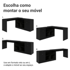 Escrivaninha em L para Computador Gamer Preto Roma Madesa