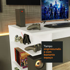 Mesa para Computador Gamer Madesa 9409 e Painel para TV até 50 Polegadas Branco/Preto