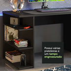 Mesa para Computador Gamer Madesa 9409 e Painel para TV até 65 Polegadas Preto