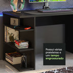 Mesa para Computador Gamer Madesa 9409 e Painel para TV até 65 Polegadas Preto/Rustic