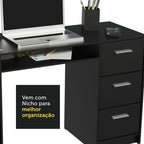 Escrivaninha Madesa Alaska + Estante Livreiro 6907 Preto