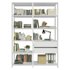 Estante Armário Multiuso para Escritório 129cm 9 Prateleiras 2 Gavetas Branco Madesa