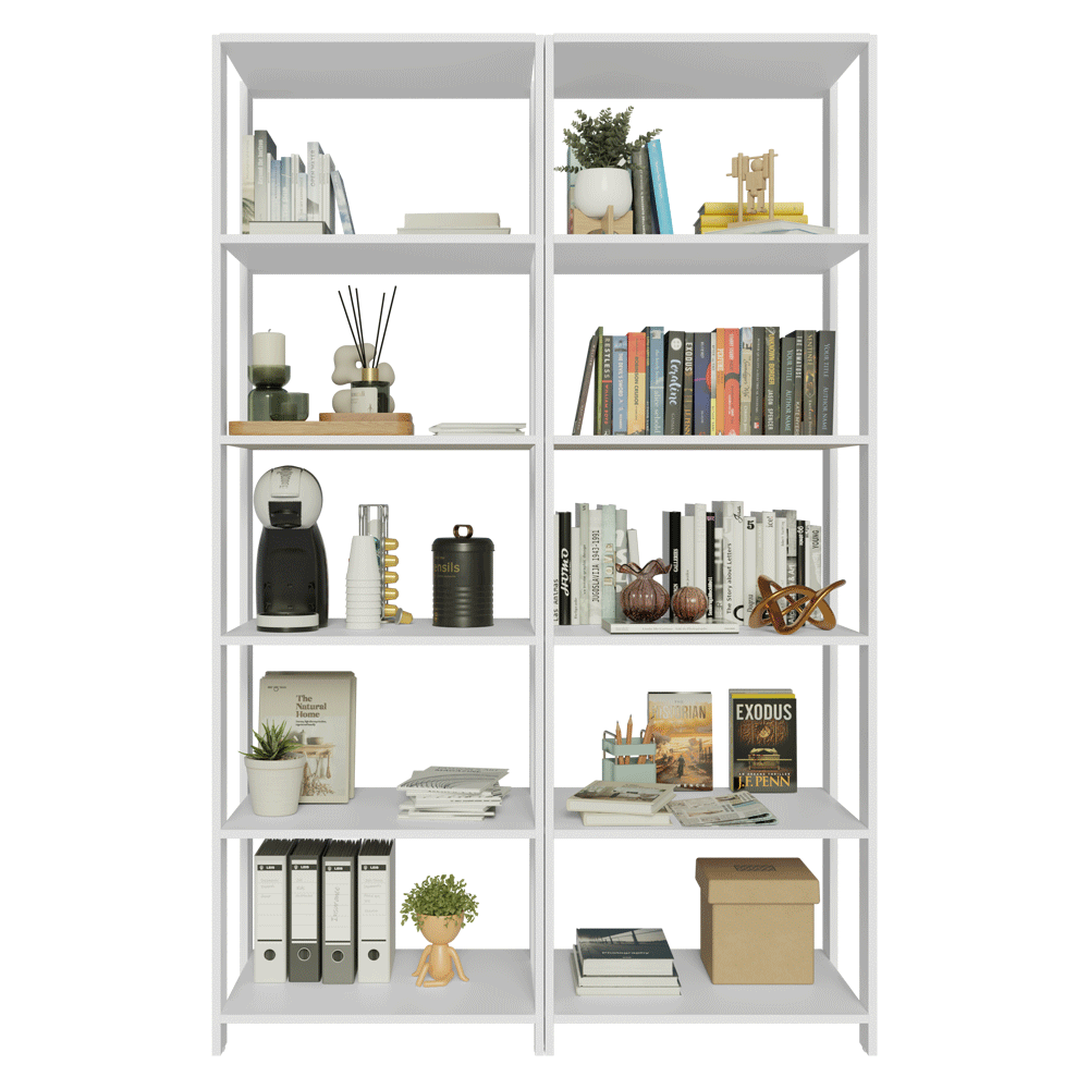 Estante Armário Multiuso para Escritório 118cm 10 Prateleiras Branco Madesa