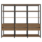 Estante Armário Multiuso para Livros 6 Gavetas 12 prateleiras 210cm Rustic/Preto Madesa