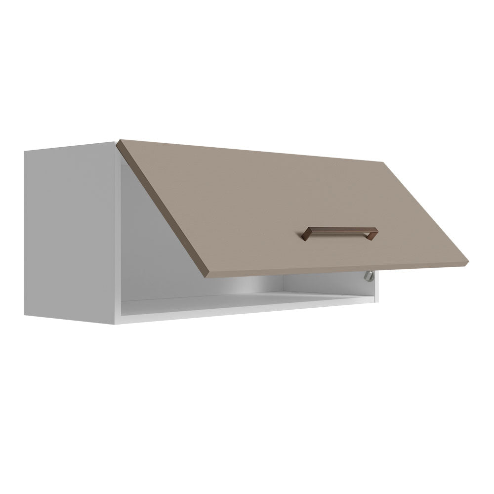 Armário Aéreo Multiuso 80cm 1 Porta Basculante Branco/Crema Agata Madesa