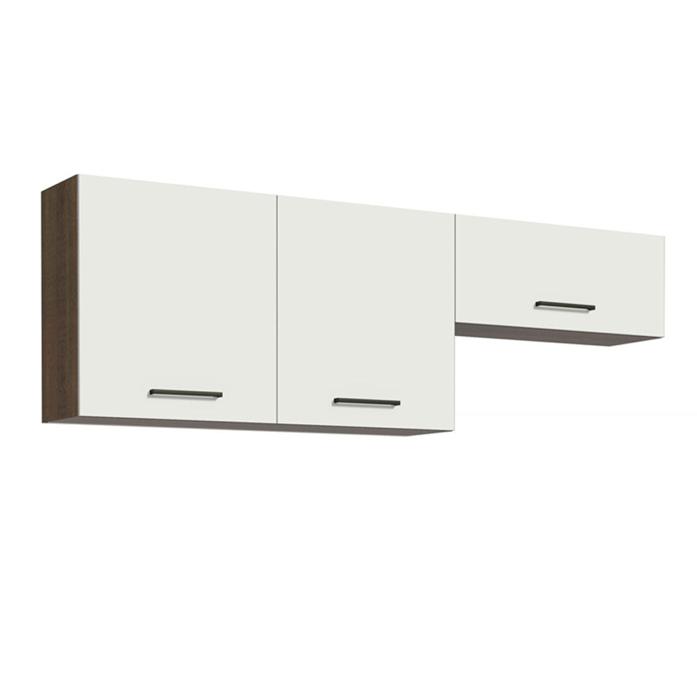 Kit com 2 Armários Aéreos Multiuso 3 Portas Rustic/Branco Agata Madesa