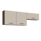 Kit com 2 Armários Aéreos Multiuso 3 Portas Rustic/Crema Agata Madesa