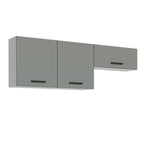 Kit com 2 Armários Aéreos Multiuso 3 Portas Branco/Cinza Agata Madesa