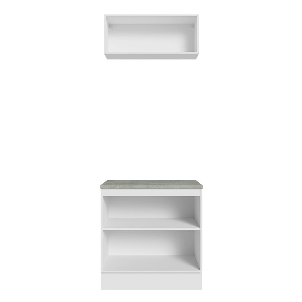 Kit com Balcão e Armário Aéreo Multiuso 80cm Branco/Crema Agata Madesa