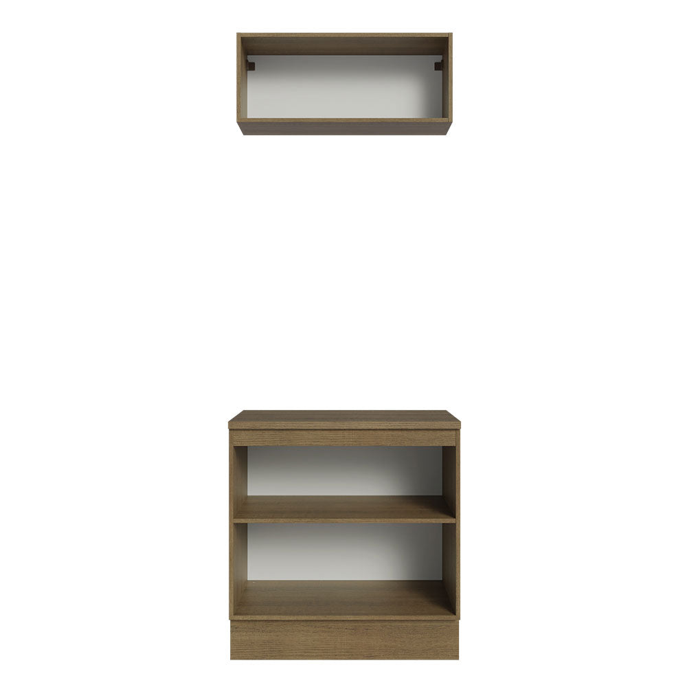 Kit com Balcão e Armário Aéreo Multiuso 80cm Rustic/Cinza Agata Madesa