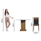 Conjunto Sala de Jantar Madesa Ana Mesa Tampo de Vidro Redondo 4 Cadeiras Rustic/Preto