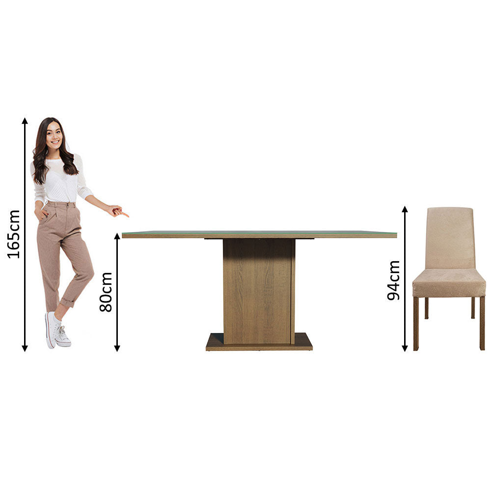Conjunto Sala de Jantar Mesa Tampo de Vidro 4 Cadeiras Rustic/Cinza/Imperial Avril Madesa