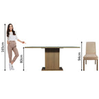 Conjunto Sala de Jantar Mesa Tampo de Vidro 4 Cadeiras Rustic/Cinza/Imperial Avril Madesa