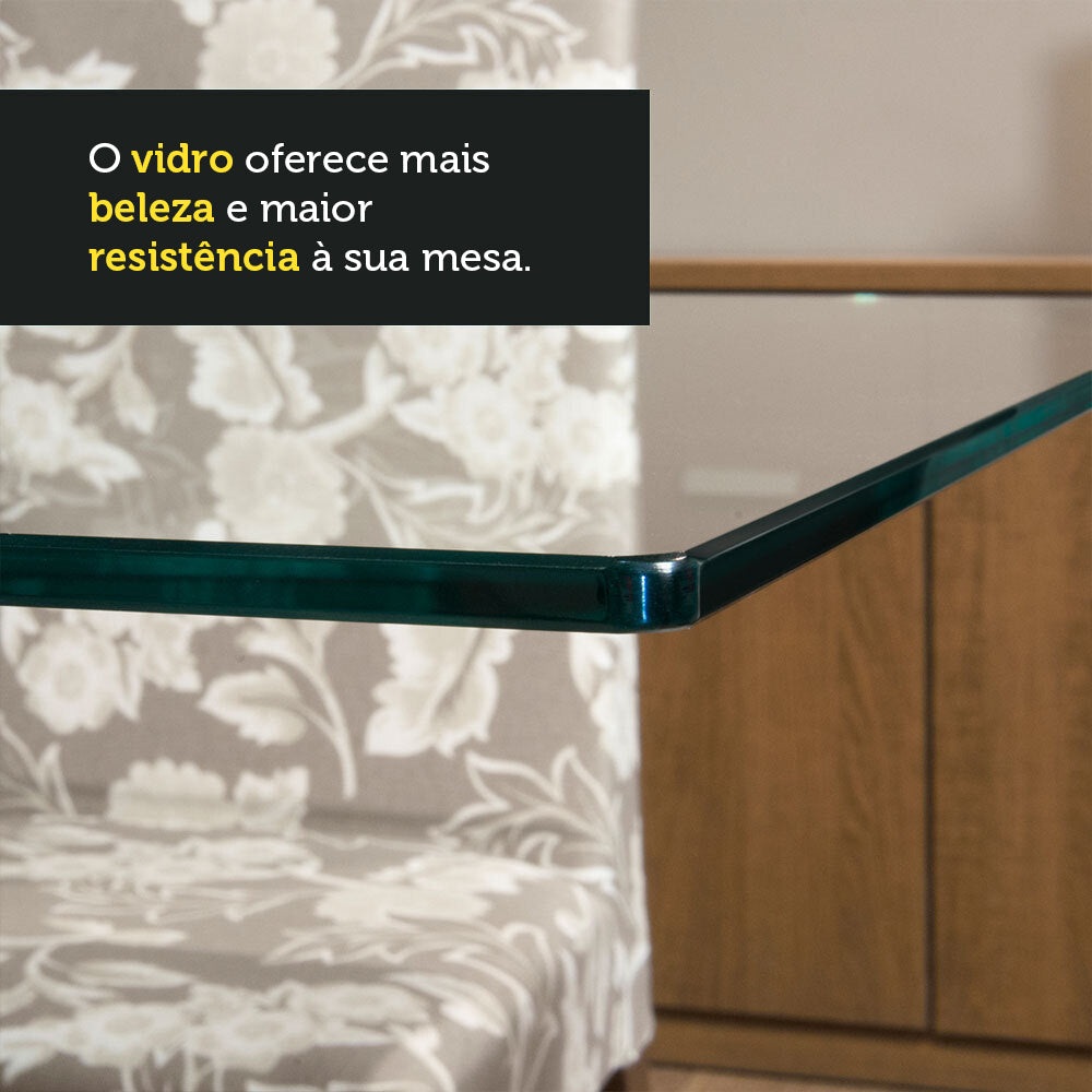 Conjunto Sala de Jantar Mesa Tampo de Vidro 4 Cadeiras Rustic/Preto/Imperial Noemi Madesa