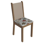 Conjunto Sala de Jantar Magnólia Mesa Tampo de Vidro 4 Cadeiras Rustic/Crema/Floral Hibiscos Madesa