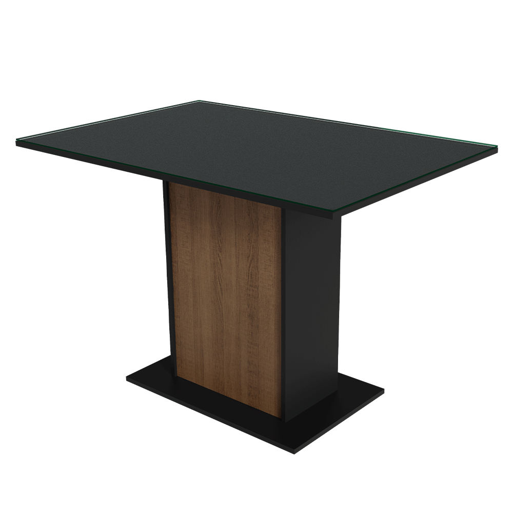 Conjunto Sala de Jantar Mesa Tampo de Vidro 4 Cadeiras Rustic/Preto/Oxford Zion Madesa