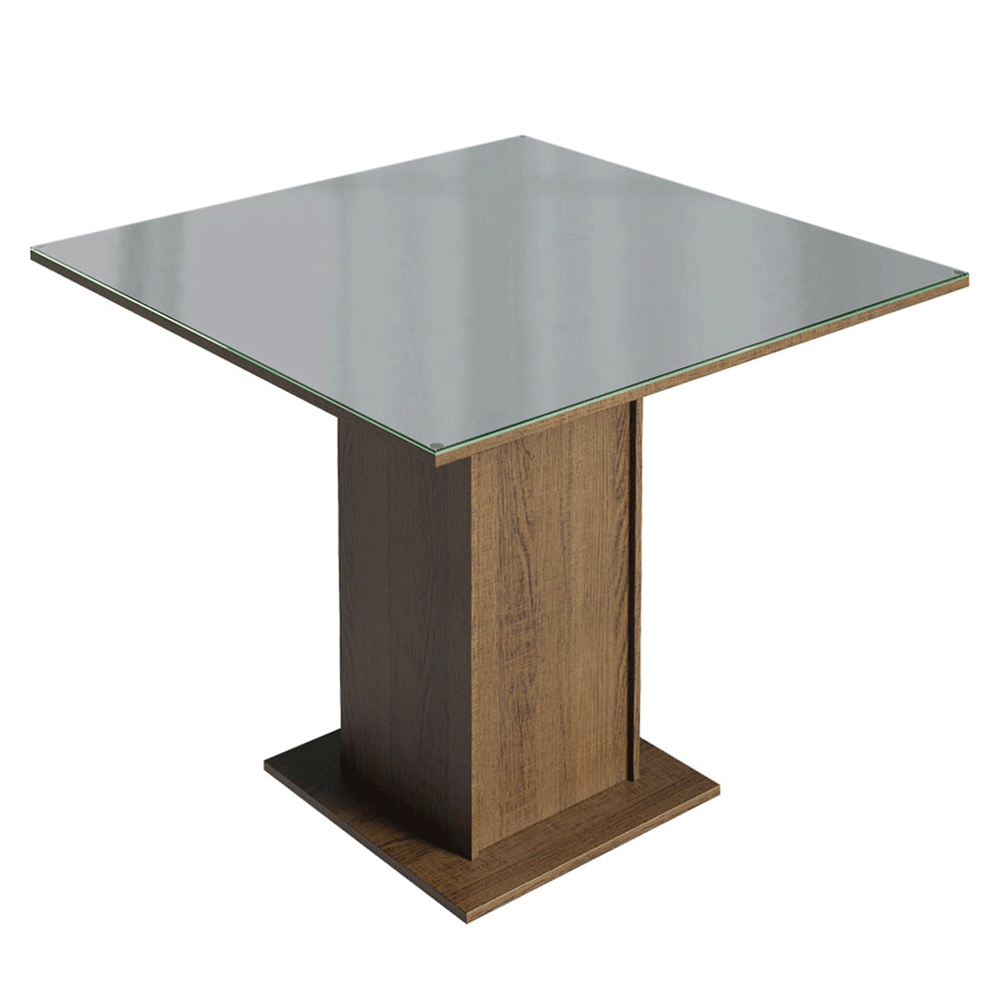 Conjunto Sala de Jantar Tampo de Vidro 4 Cadeiras Rustic/Cinza/Silver Sines Madesa